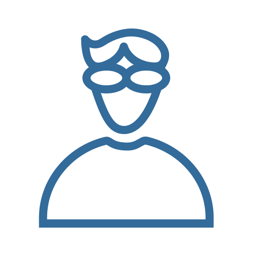 A blue outline of a person on a green background