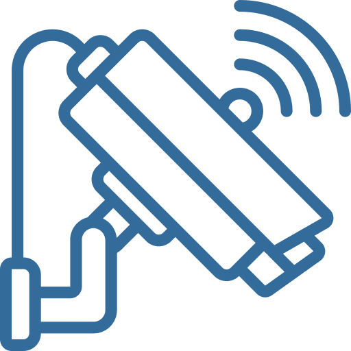 A blue line drawing of a remote control.